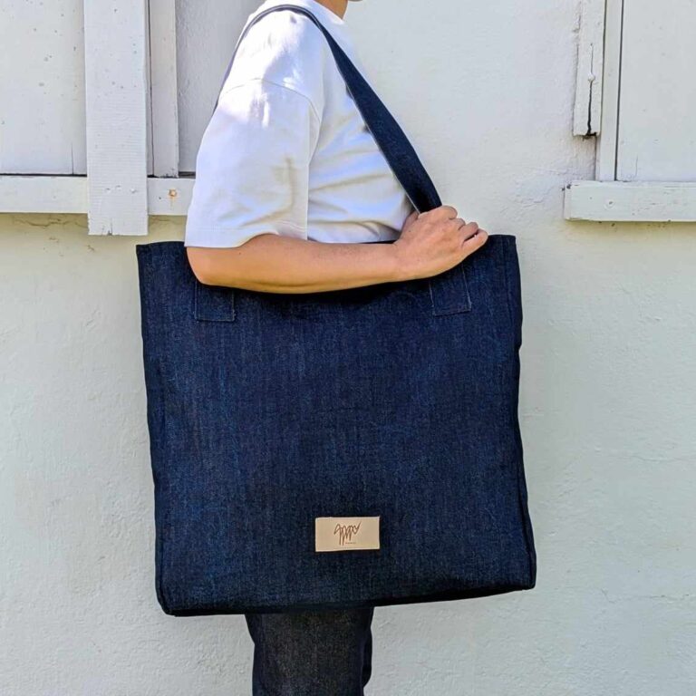 【 momiji × SHIMA DENIM WORKS（モミジ×シマデニムワークス）】天然藍デニムトートバッグ　ラージ商品写真
